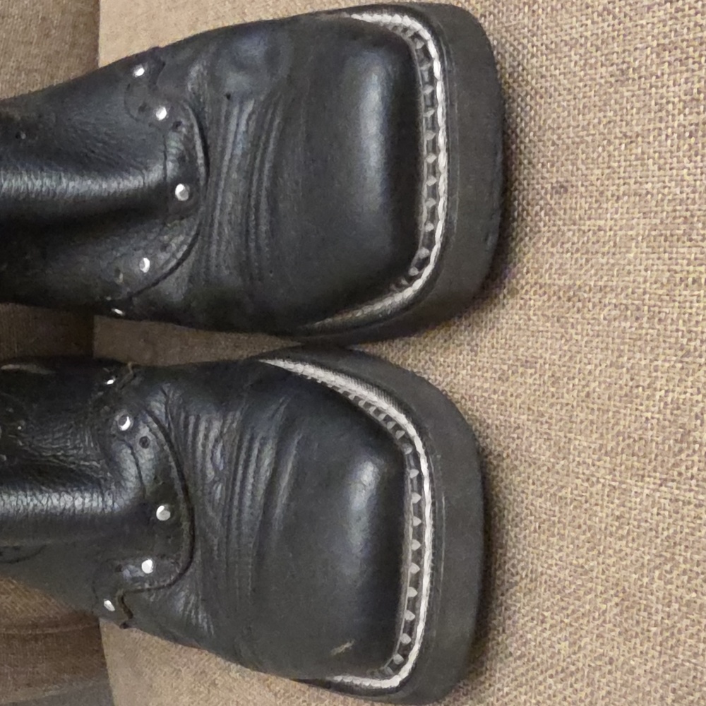 Black Women's Justin Western Square Toe Boots 7.5 - Picture 6 of 12